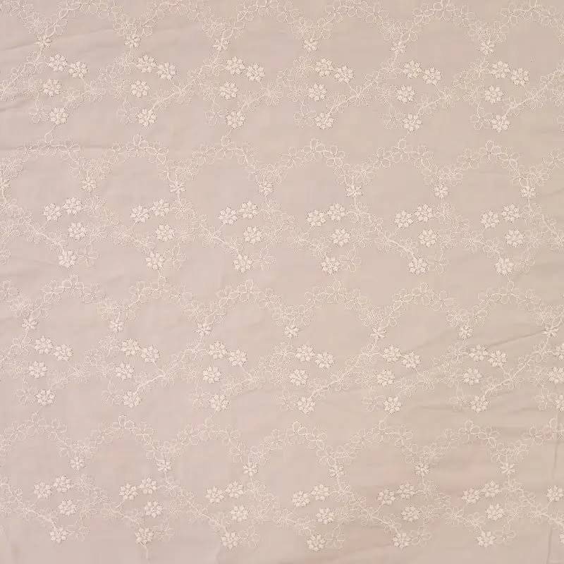 Bumbac brodat Flower Beige