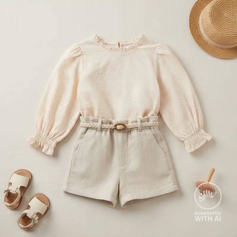 Bumbac brodat Flower Beige