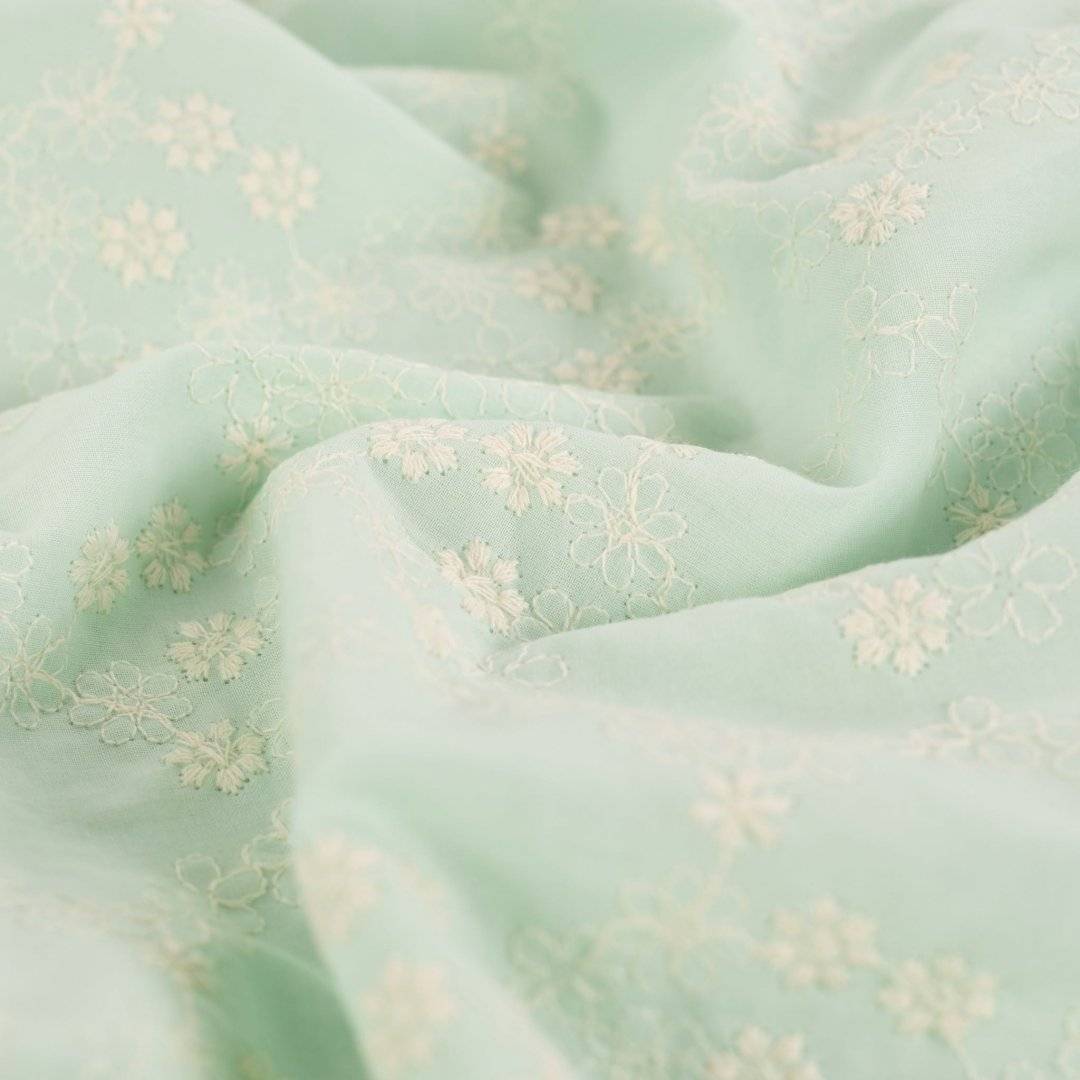 Bumbac brodat Flower Mint
