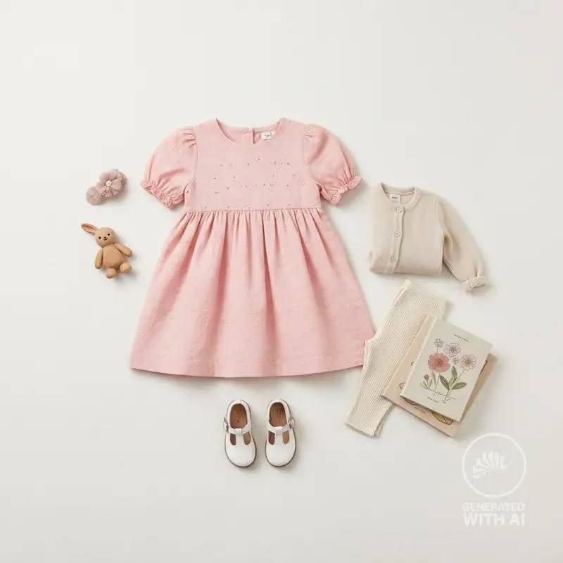 Bumbac brodat Flowers Baby Rose