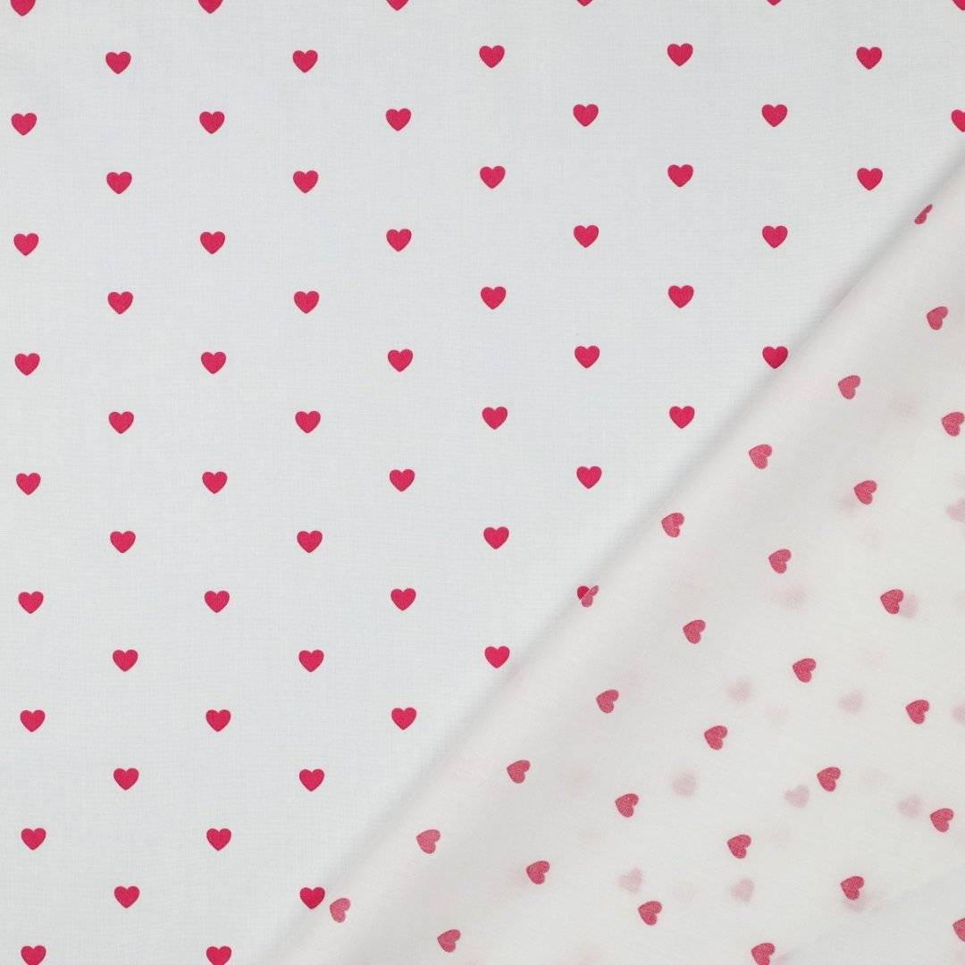 Fine Poplin Hearts Fuxia