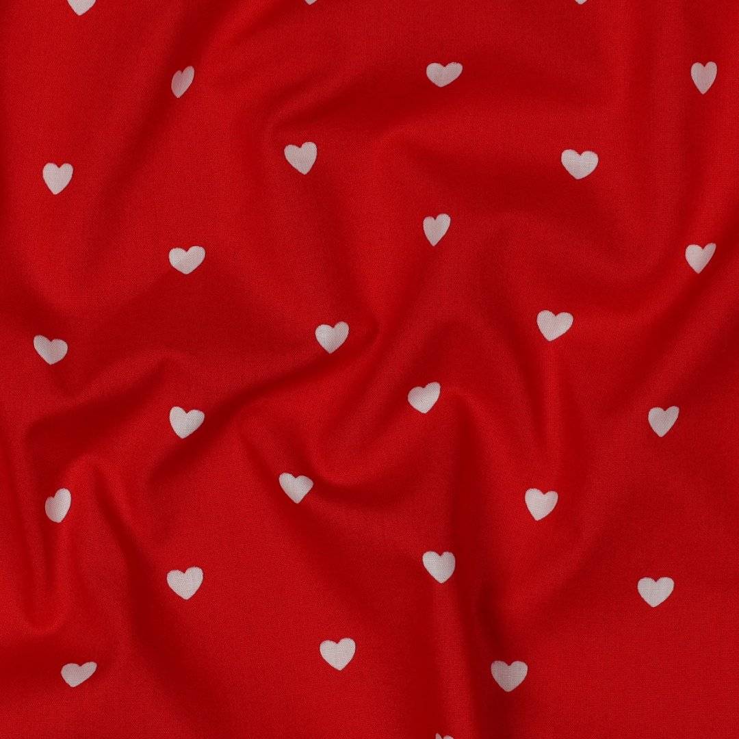 Fine Poplin Hearts Red