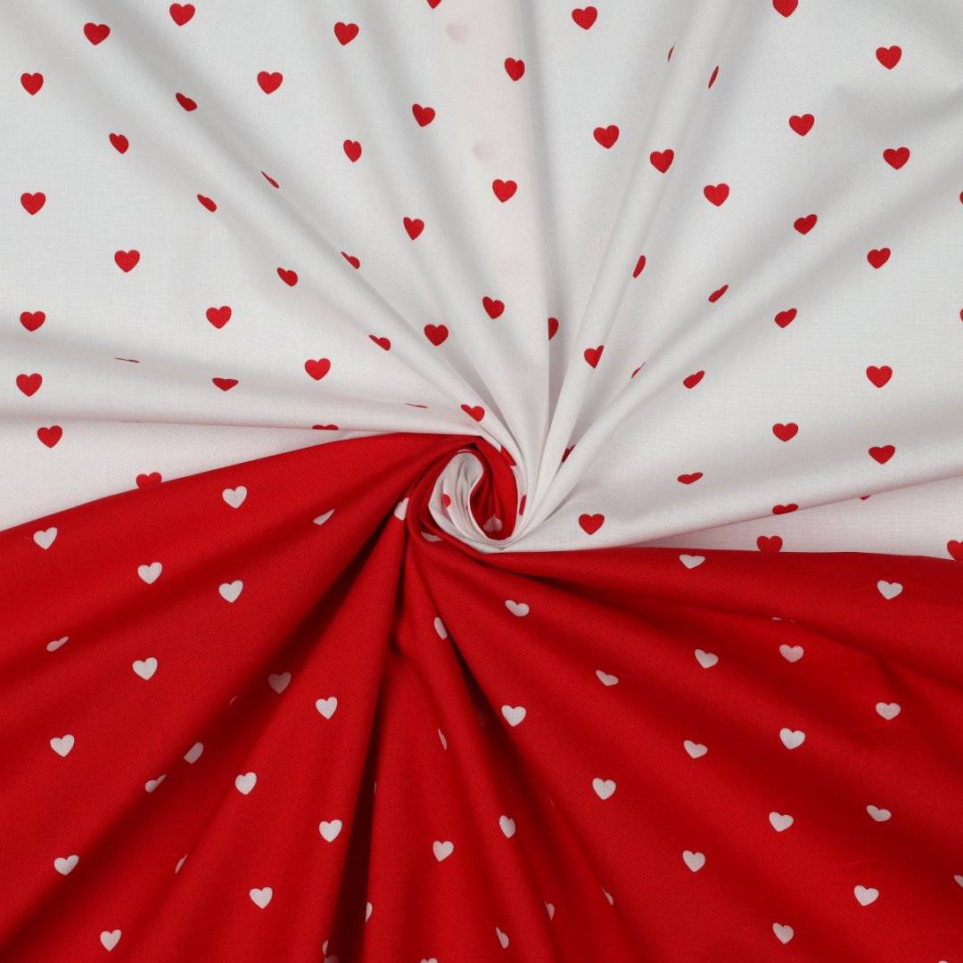 Fine Poplin Hearts Red