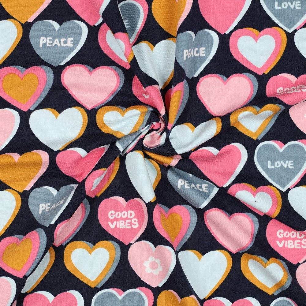 French Terry Hearts Navy