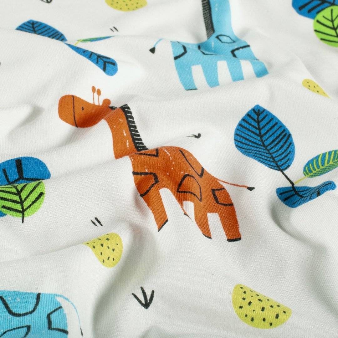 Jersey elastic Giraffes Off White