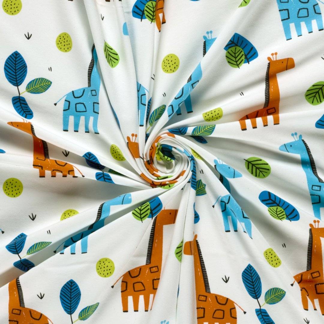 Jersey elastic Giraffes Off White