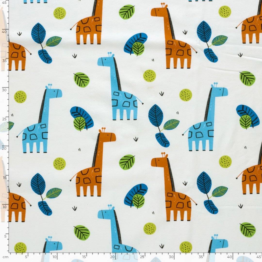 Jersey elastic Giraffes Off White