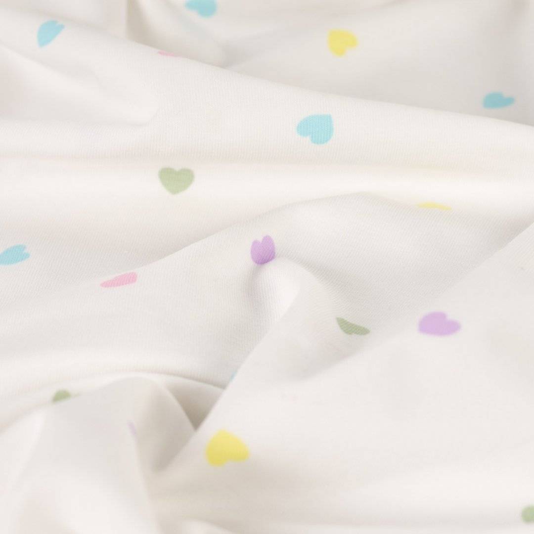 Jersey elastic Hearts White