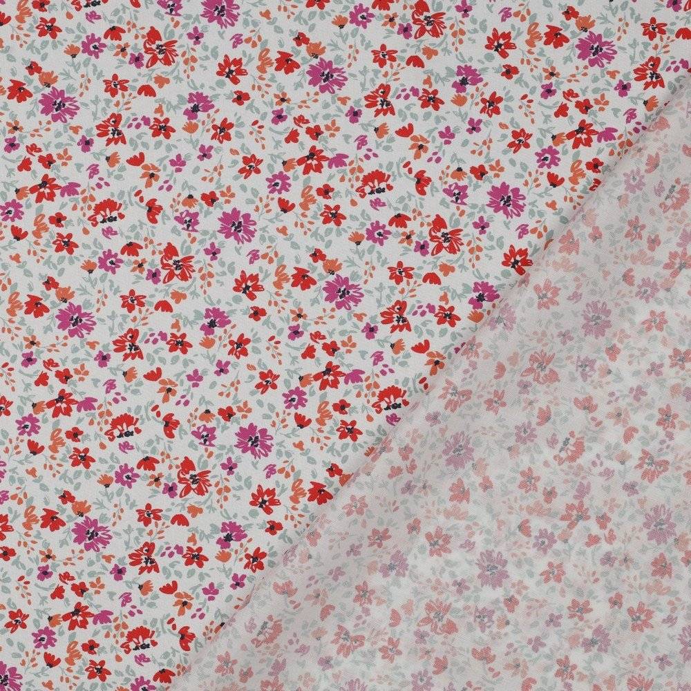 Poplin GOTS Flowers Red