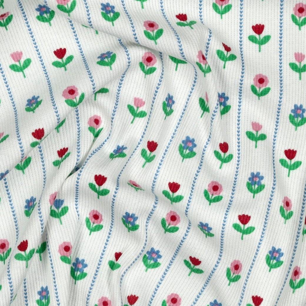 Rib Jersey Flowers Blue