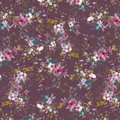 Jersey digital Flowers Aubergine