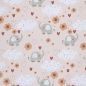 Jersey elastic Elephants Nude Pink