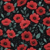 Poplin Flowers Black